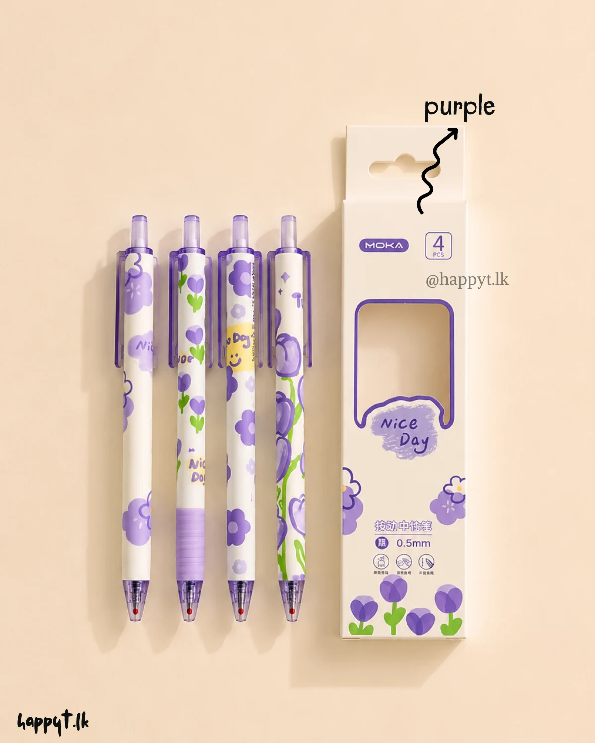 Cute 4pcs black gel pen set - Image 3