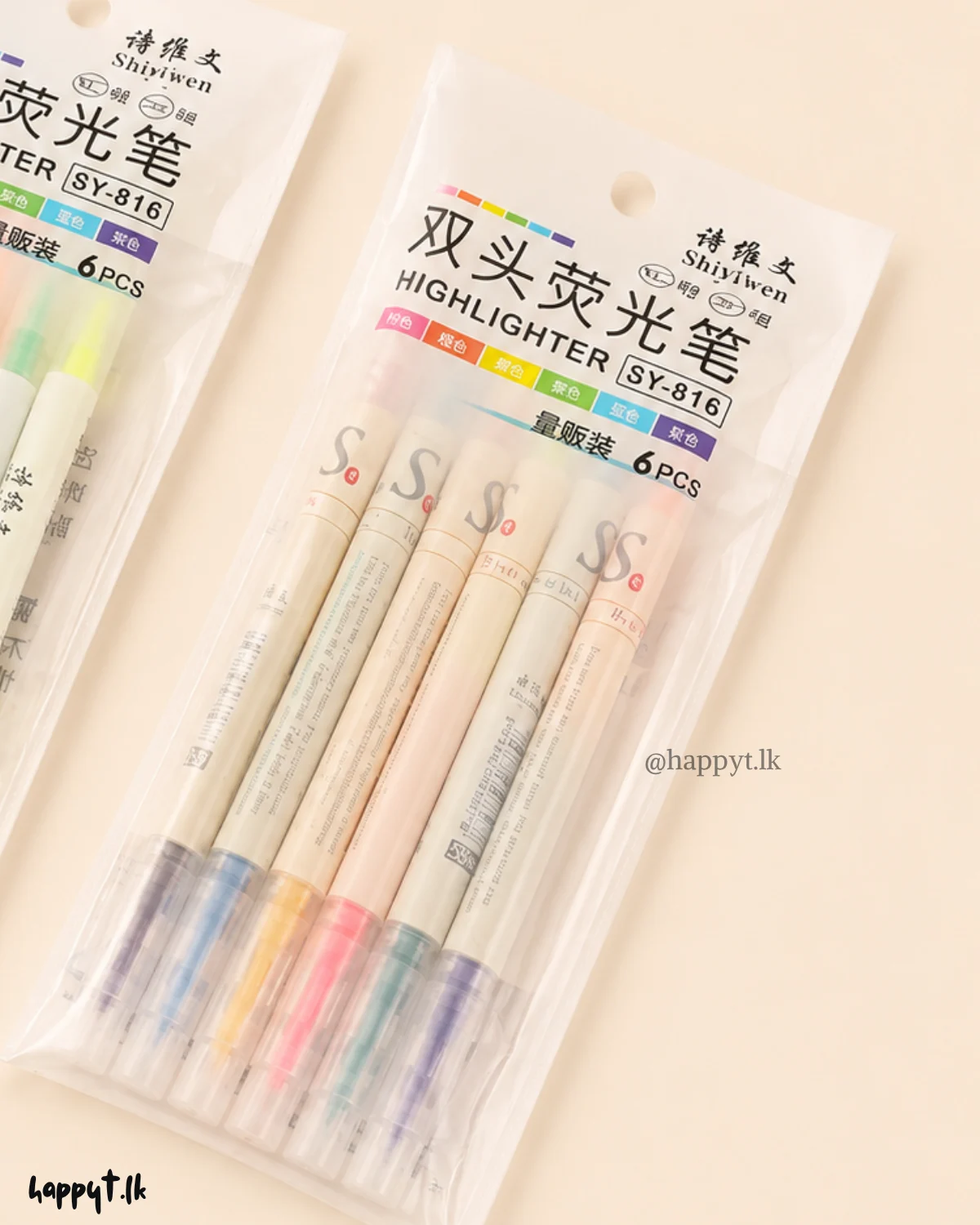 Twin pen highlighter set 6pcs (12 colors)